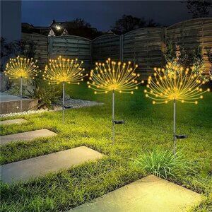 4 PCS Solar Firework Light, Outdoor Solar Garden Decorative Lights 120 LED